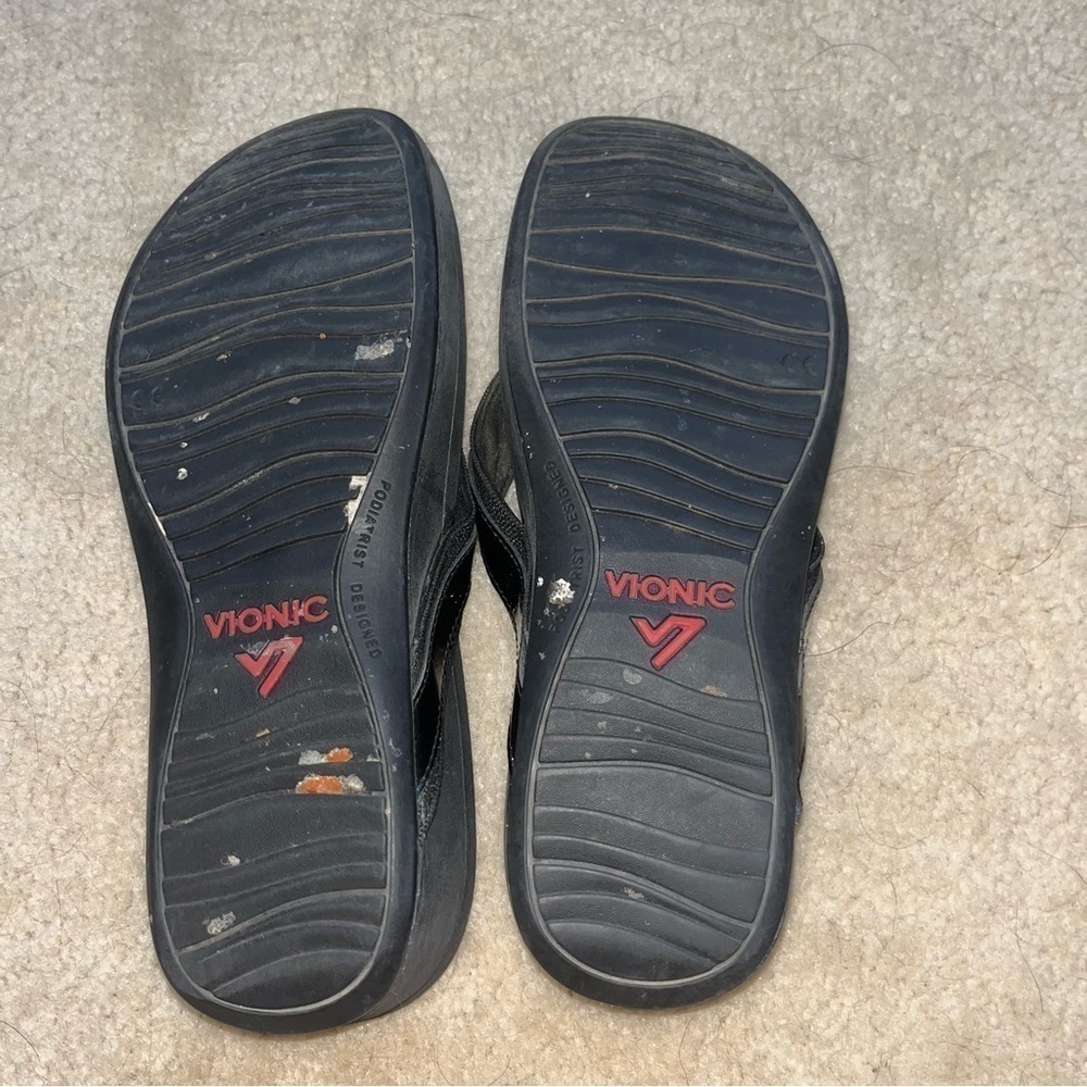 Vionic Black Toe Post Flip Flop Thong Sandals Shoes Size 6 - Picture 8 of 8